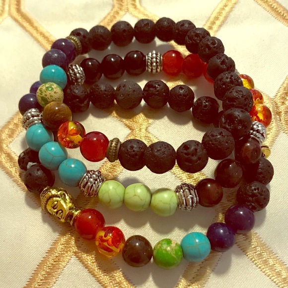 Jewelry - Chakra Healing Natural Stone Lava Beaded Bracelets